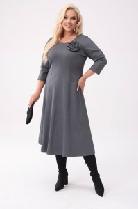 Sukienka Eliza w odcieniach szarości - klasyczna elegancja z nowoczesnym akcentem PLUS SIZE XXL OVERSIZE