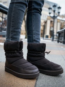 Pikowane botki ocieplane - czarny