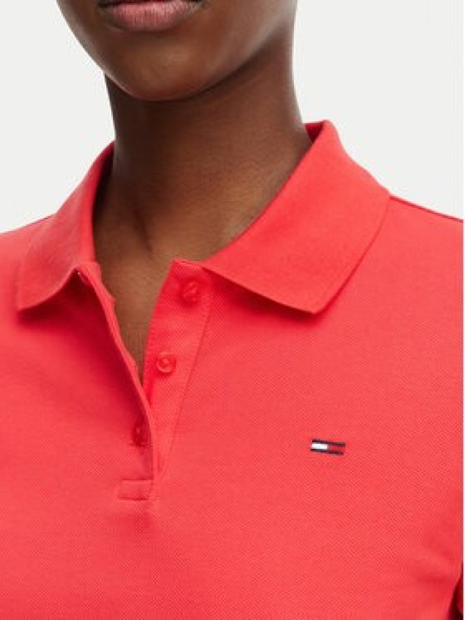 Tommy Jeans Polo Essential DW0DW20160 Czerwony Slim Fit
