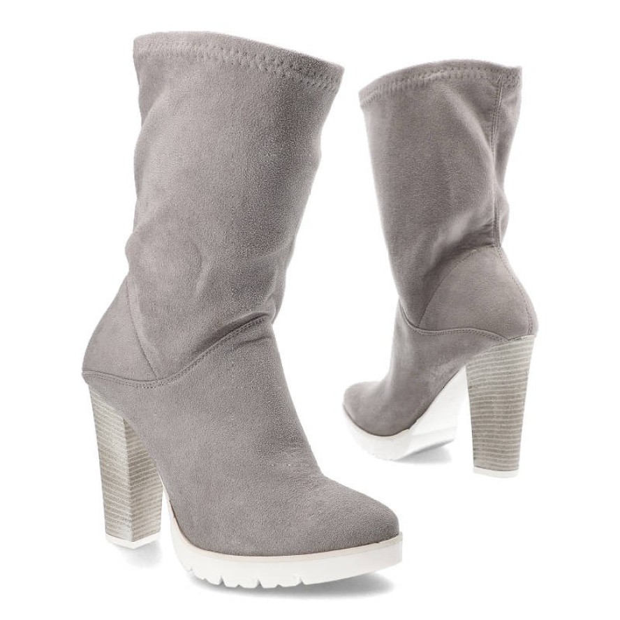 Szare Botki Neścior Stylowe Buty Damskie