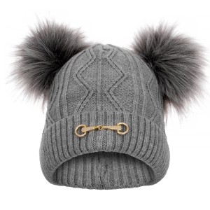Czapka zimowa Equestrian Queen Ayla 24AW damska z dwoma pomponami
