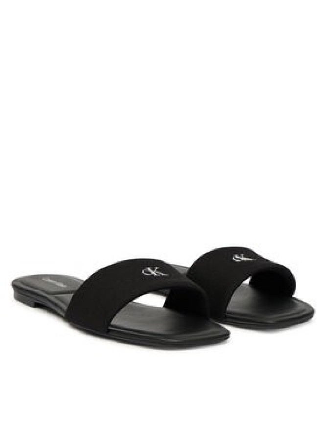 Calvin Klein Klapki Square Flat Sndl Canvas Hw HW0HW03129 Czarny