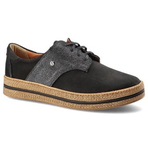 Półbuty damskie Lemar, z naturalnej skóry z miękką cholewką wsuwanym krojem i delikatnym wycięciem w przedniej części oraz elastyczną podeszwą, czarn