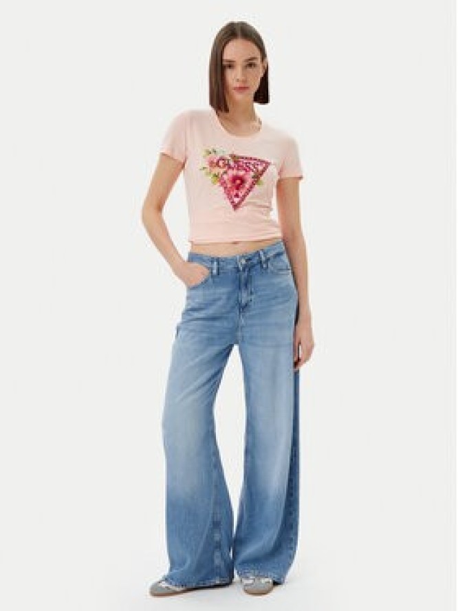 Guess T-Shirt W5GI10 J1314 Różowy Slim Fit