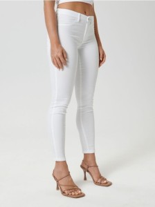Jeansy skinny mid waist - biały