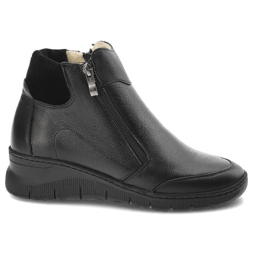 Czarne Botki Pollonus Damskie Wygodne Obuwie na Jesień