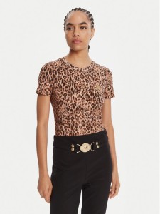 Just Cavalli T-Shirt 79PAHE07 CJ112 Brązowy Slim Fit