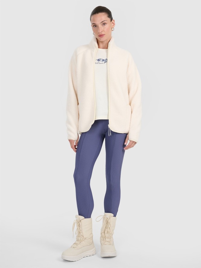 4F Polar sherpa ze stójką oversize damski - biały L