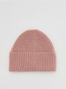 Czapka beanie z domieszką wełny - brudny róż
