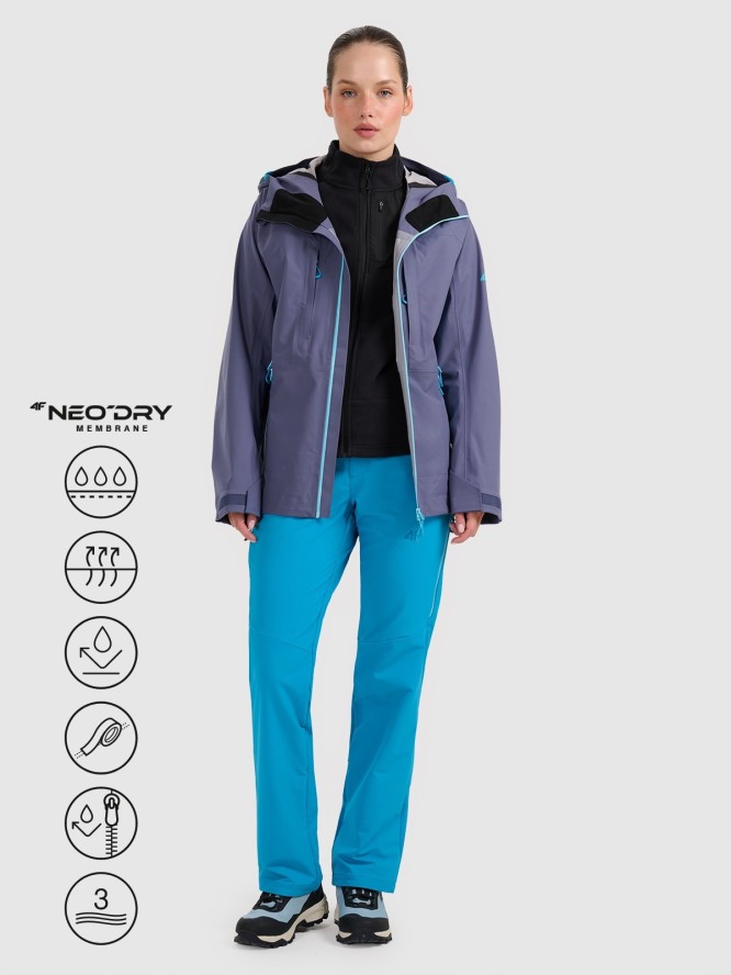 4F Kurtka trekkingowa przeciwdeszczowa membrana 20000+ damska - granatowa XL