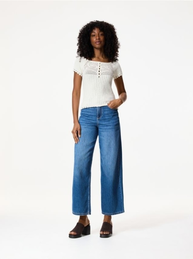 Jeansy wide leg comfort - niebieski
