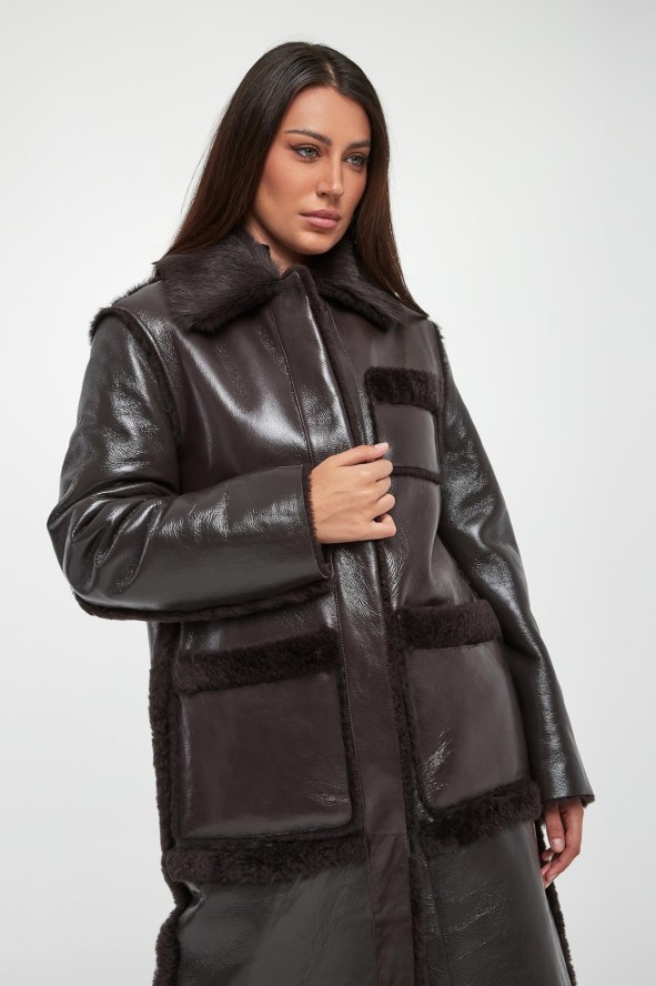 Płaszcz damski skórzany dwustronny DIEGO M