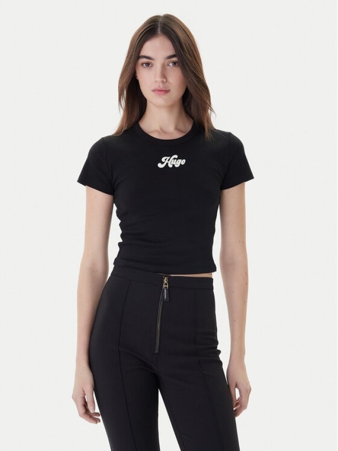 HUGO T-Shirt Delanor_2 50539132 Czarny Cropped Fit
