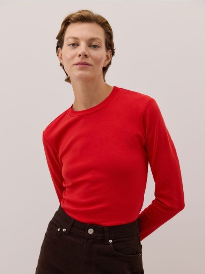 Bawełniany longsleeve - intenstywna czerwień
