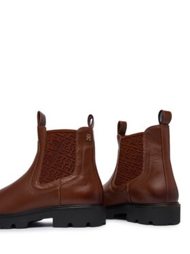 Tommy Hilfiger Sztyblety Th Monogram Leather Chelsea Boot FW0FW09562 Brązowy