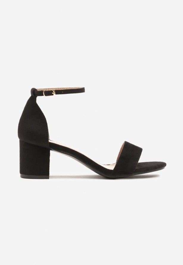Czarne Sandały na Obcasie w Klasycznym Stylu Terwia