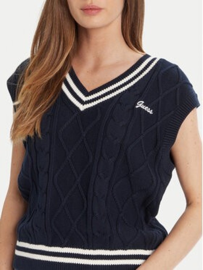 Guess Sweter V5GR00 Z3FB1 Granatowy Classic Fit