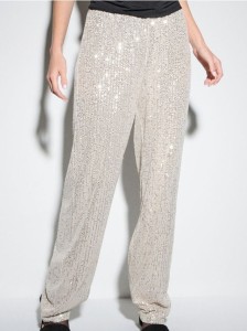 Spodnie wide leg z połyskującymi cekinami - srebrny