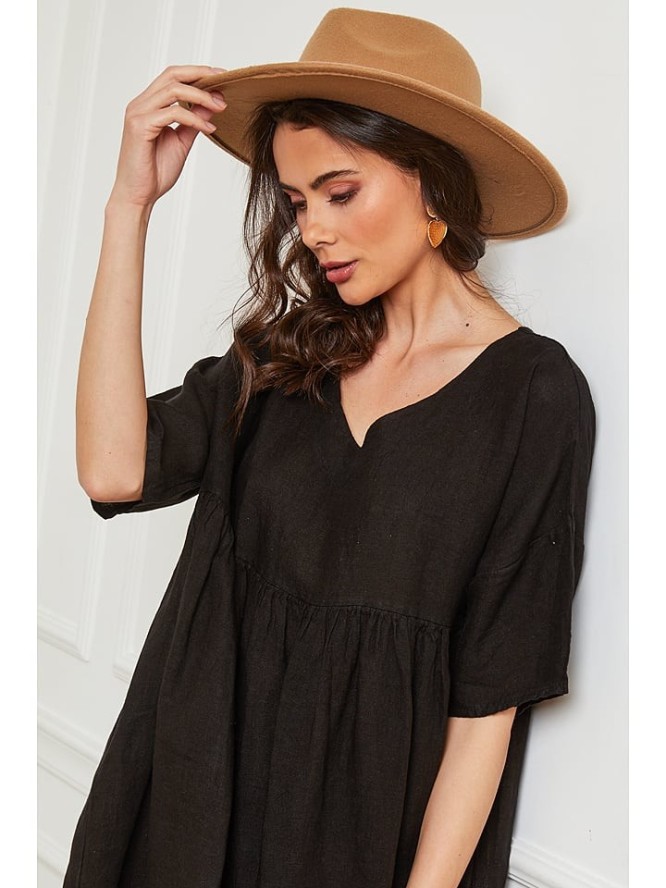 Joséfine Lniana sukienka "Dobby" w kolorze czarnym rozmiar: S