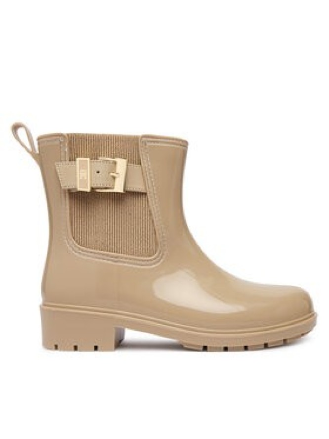 Tommy Hilfiger Kalosze Th Buckle Glossy Ankle Rain Boot FW0FW09543 Beżowy