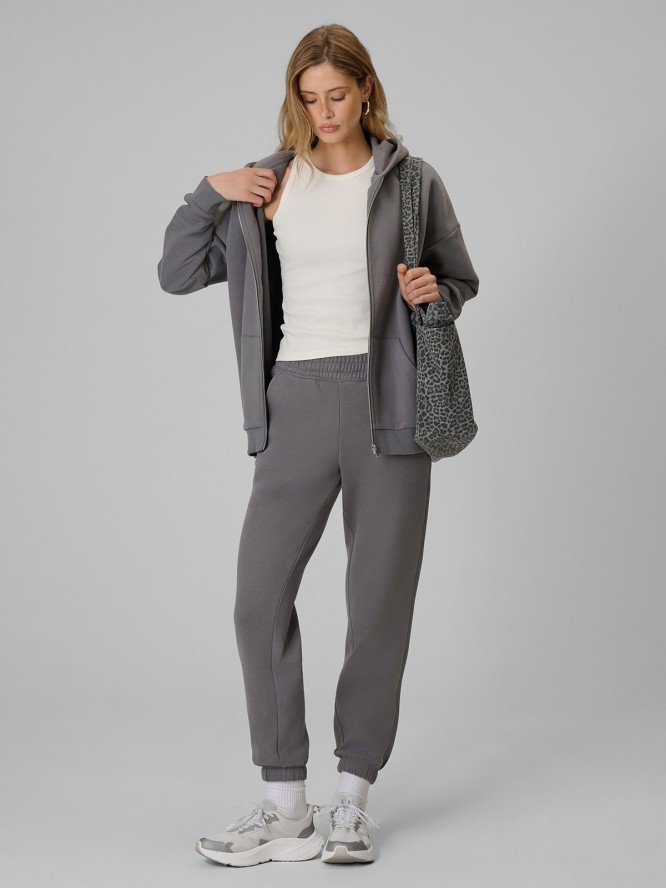 4F Bluza dresowa regular z kapturem damska - szara XS