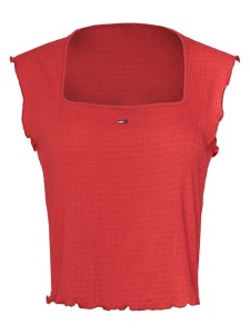 Tommy Jeans Top Smock Seersucker DW0DW22220 Czerwony Slim Fit