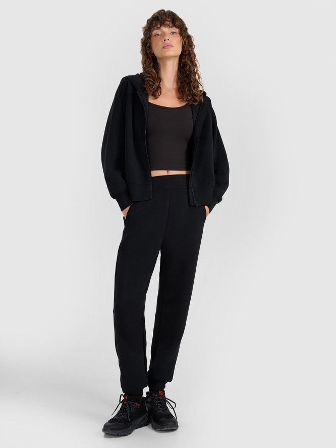 4F Bluza dresowa rozpinana z modalem damska - czarna L