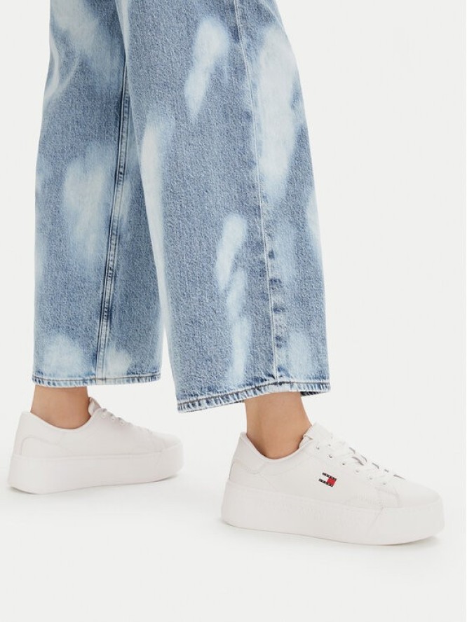 Tommy Jeans Sneakersy Tjw Script Cupsole Flatform EN0EN02961 Biały