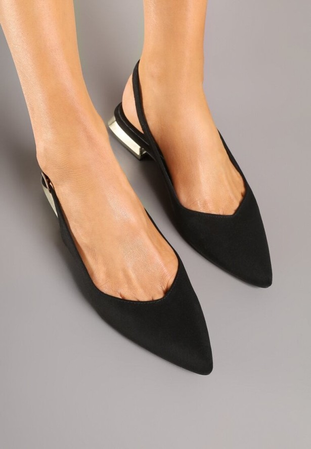 Czarne Sandały Vices ze Skórzaną Wkładką i Noskiem w Szpic Galurena