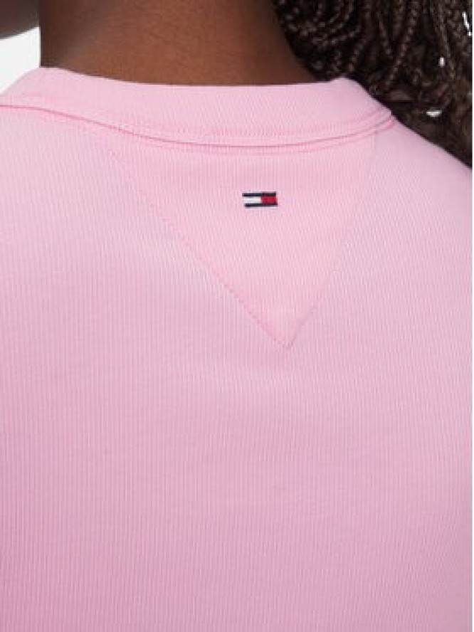 Tommy Jeans T-Shirt Script Label DW0DW21402 Różowy Slim Fit