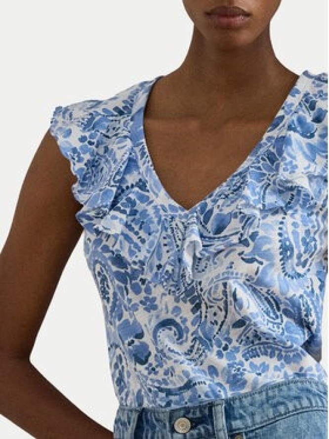 LAUREN RALPH LAUREN Bluzka 200P13316001 Niebieski jasny Slim Fit