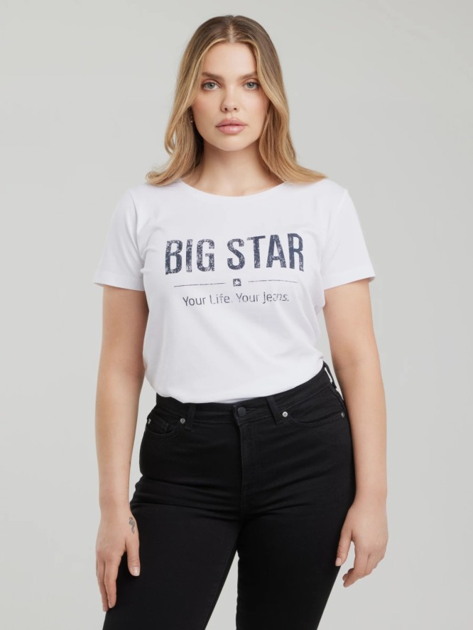 Koszulka damska o klasycznym kroju biała Brunona 101