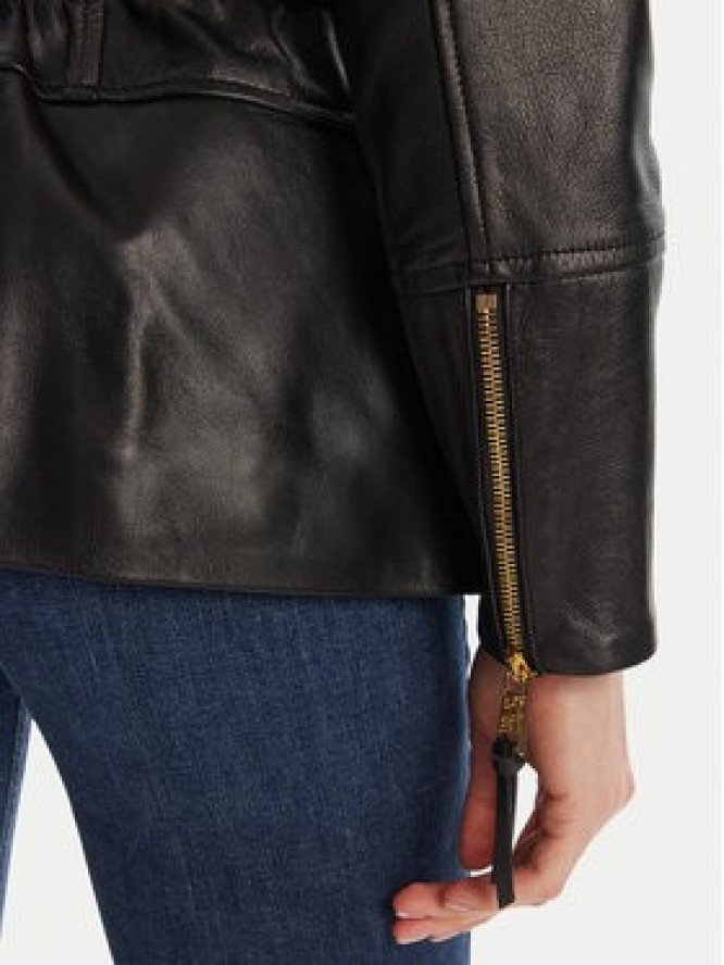 Elisabetta Franchi Kurtka skórzana GD-50Z-56E2-V1350 Czarny Regular Fit