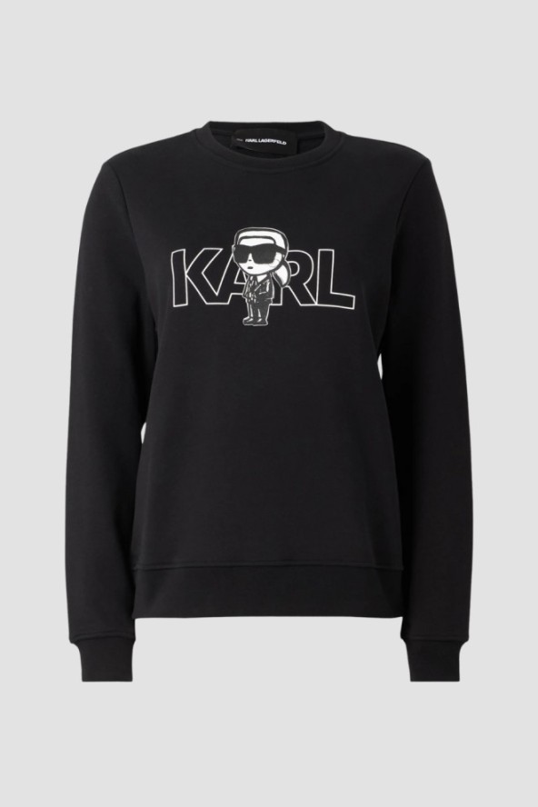 KARL LAGERFELD Czarna bluza damska Ikon z nadrukiem, Rozmiar M
