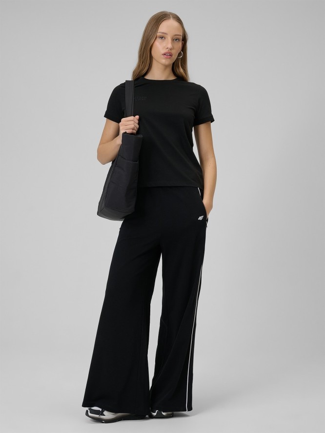 4F T-shirt regular z nadrukiem damski - czarny XL