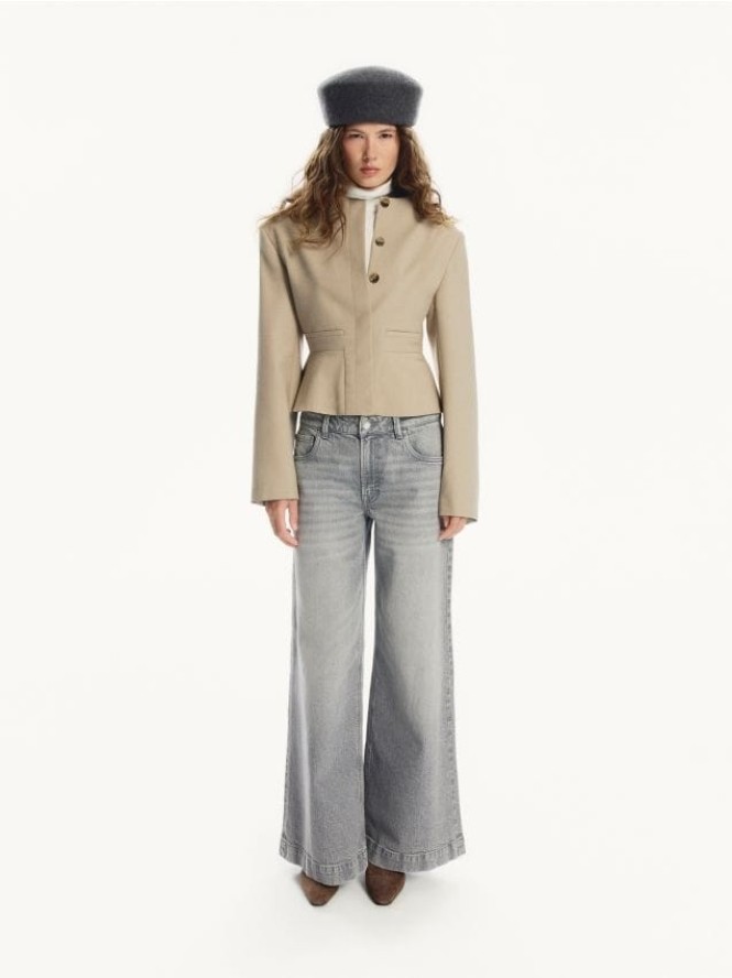 Jeansy wide leg - jasnoszary