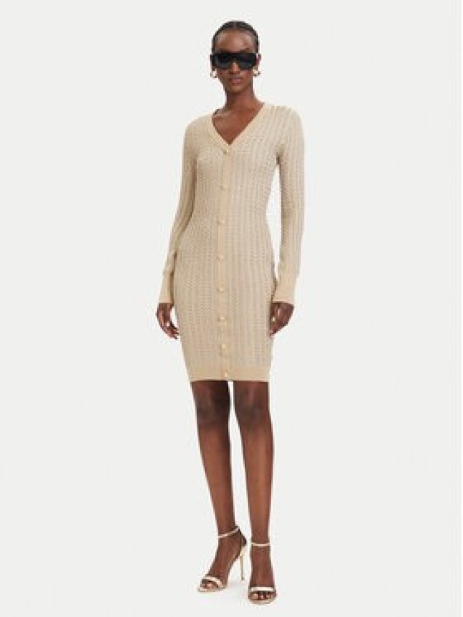 Guess Sukienka dzianinowa W5RK09 Z3KT0 Beżowy Bodycon Fit