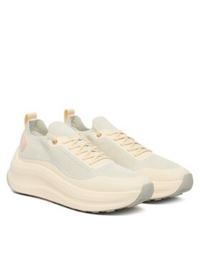 Calvin Klein Sneakersy Chunky Runner Lace Up Sock Knit YW0YW02033 Écru