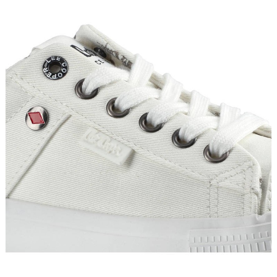 Trampki damskie Lee Cooper, sznurowany fason cholewka tekstylna niska cholewka przed kostkę gładka minimalistyczna forma gruba płaska podeszwa lekka