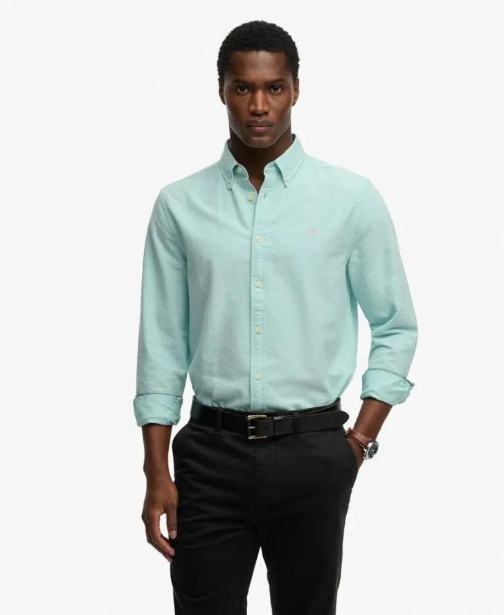 superdry Koszula Preppy Oxford z długim rękawem z bawełny organicznej