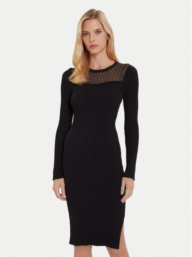Morgan Sukienka dzianinowa 252-RMAN Czarny Slim Fit