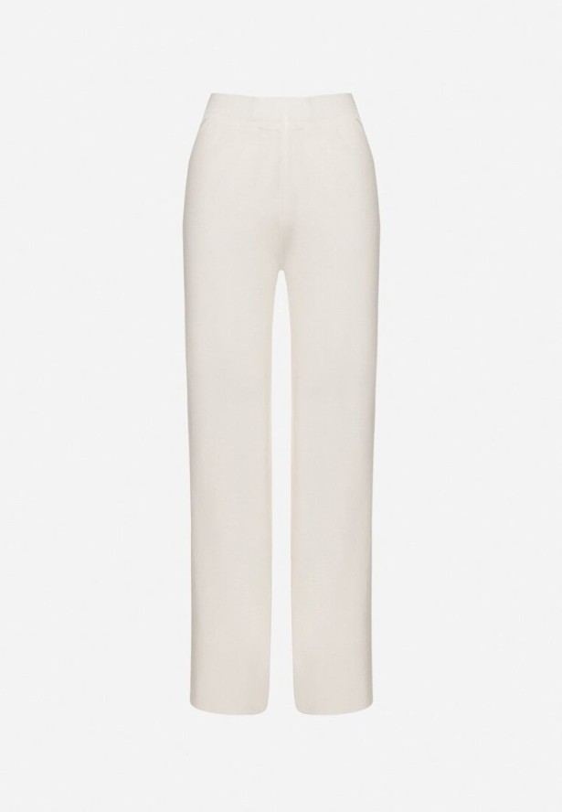 Białe Spodnie z Wiskozą o Szerokim Kroju Erariela