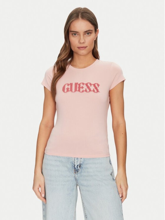 Guess T-Shirt W5GI42 J1314 Różowy Slim Fit