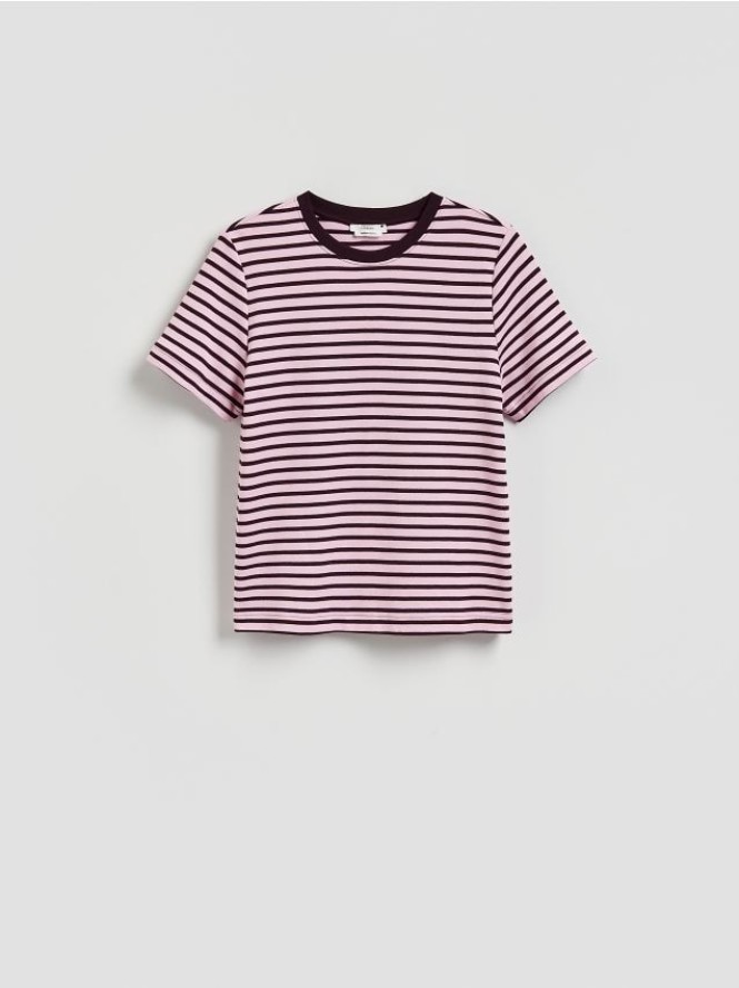 T-shirt z bawełny merceryzowanej - ciemnofioletowy