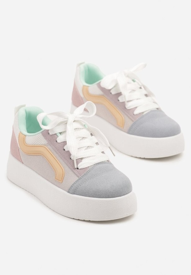 Niebiesko-Fioletowe Sneakersy w Stylu Klasycznych Tenisówek na Platformie Nurimea