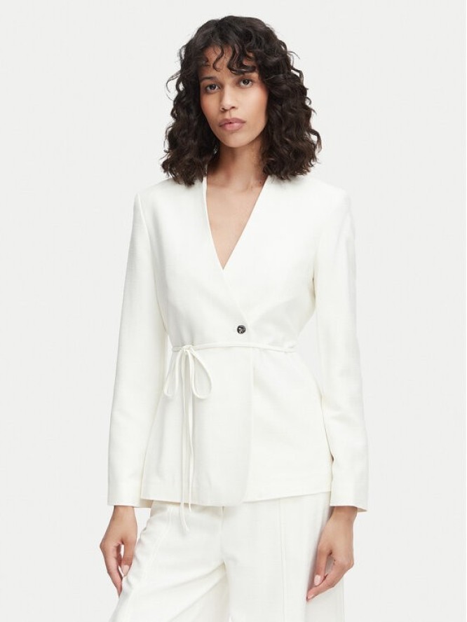 Calvin Klein Marynarka LV044F408G Kremowy Regular Fit