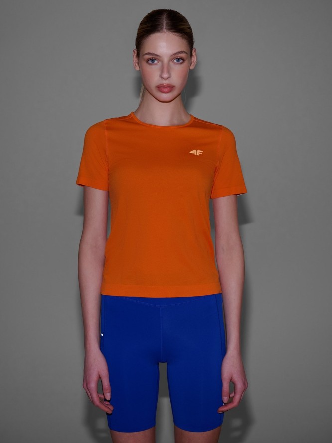 4F Koszulka do biegania w terenie regular damska - pomarańczowa M/L