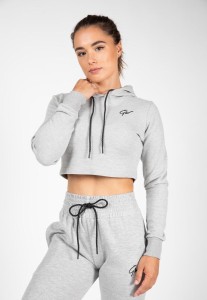 Pixley Crop Top Bluza z kapturem - Szary
