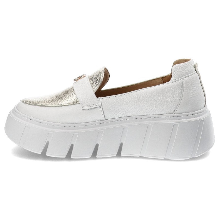 Białe Półbuty Armodo Wsuwane Mokasyny Damskie