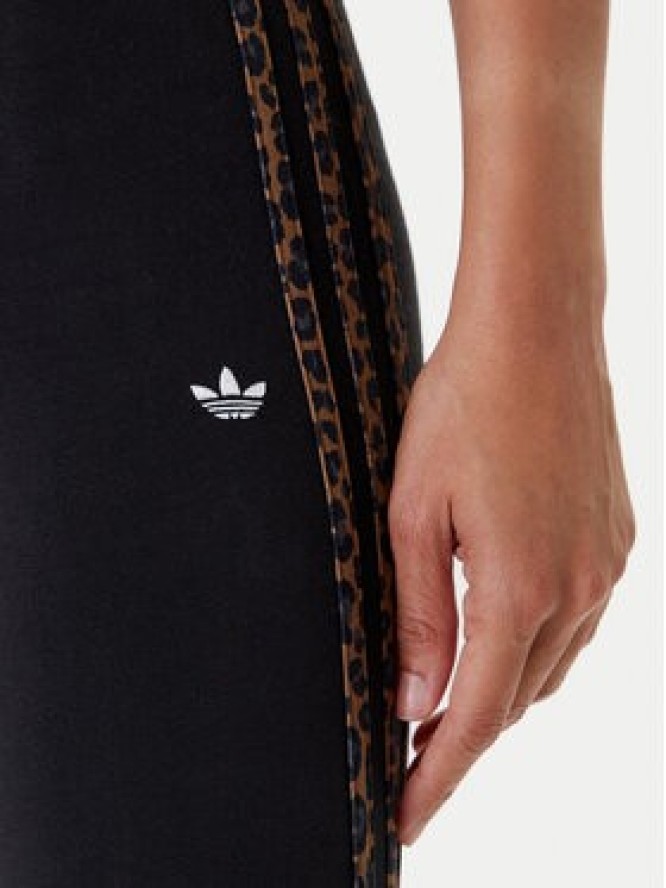 adidas Legginsy Leopard 3-Stripes JW7307 Czarny Slim Fit